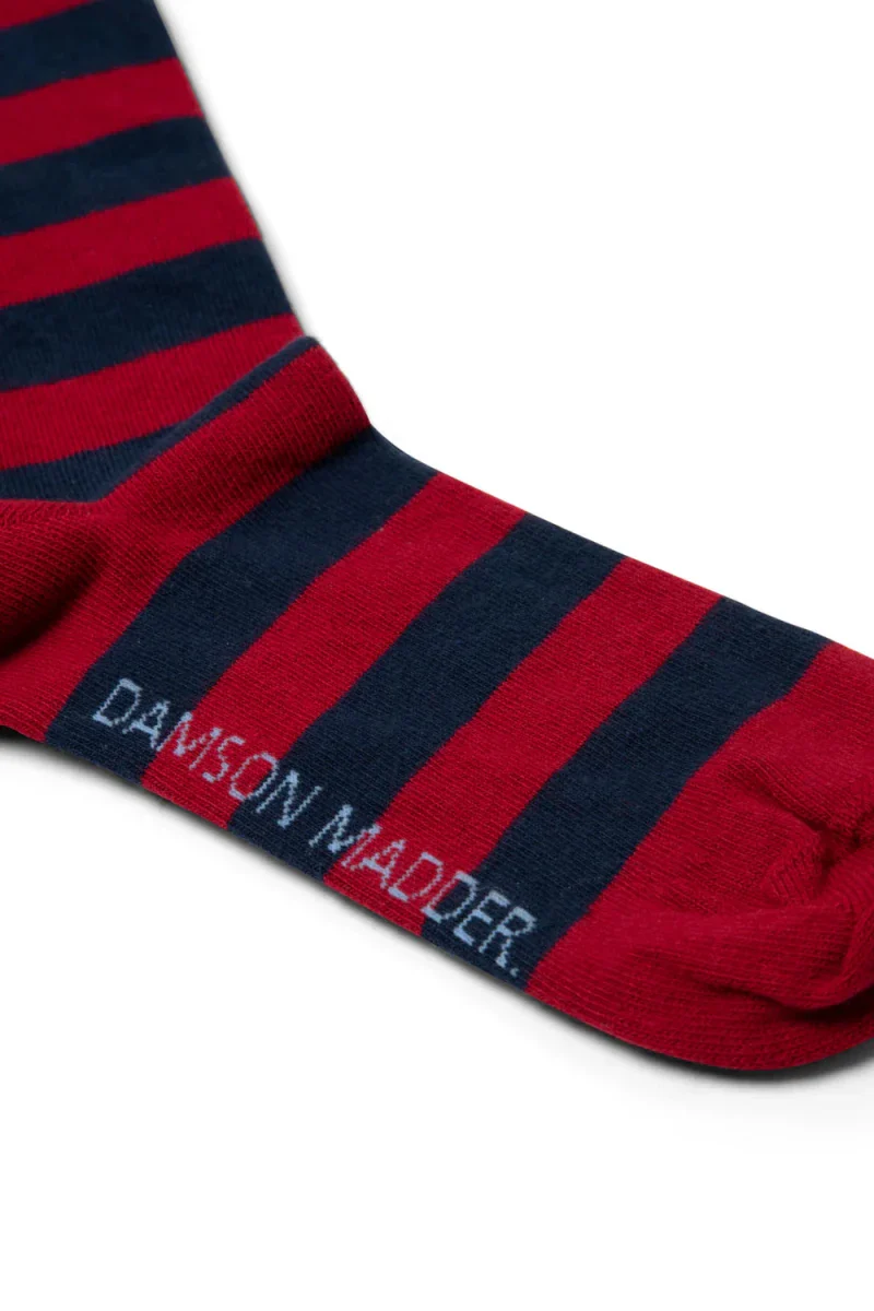 Chaussettes Genoux Rayures Rouges et Marines Damson Madder - Image 3
