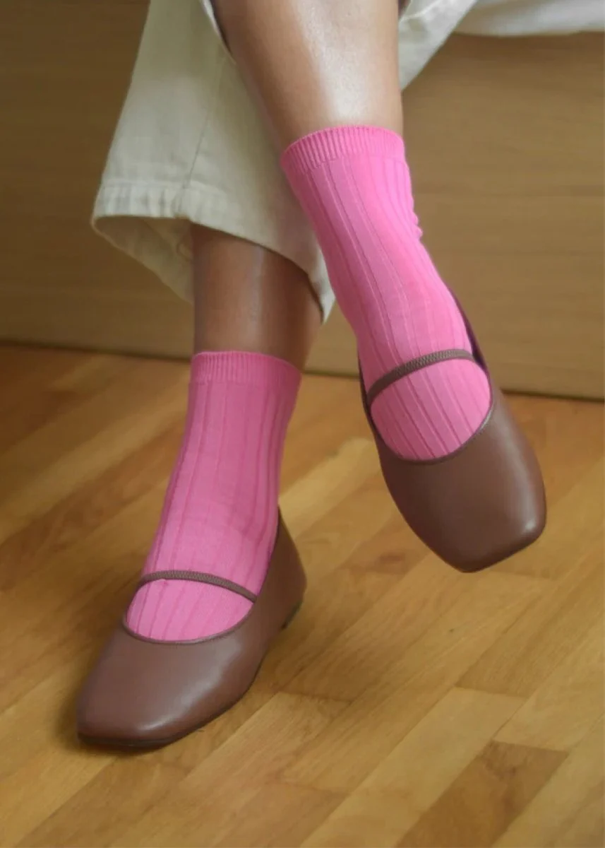 Chaussettes Her Le Bon Shoppe Bright Pink - Image 4