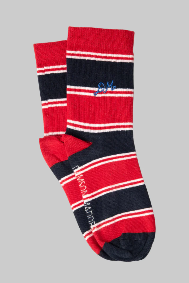 Chaussettes Rayures Damson Madder Rouge et Marine