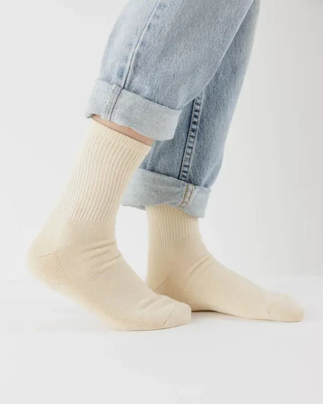 Chaussettes Ribbed Baggu Ecru - Image 3