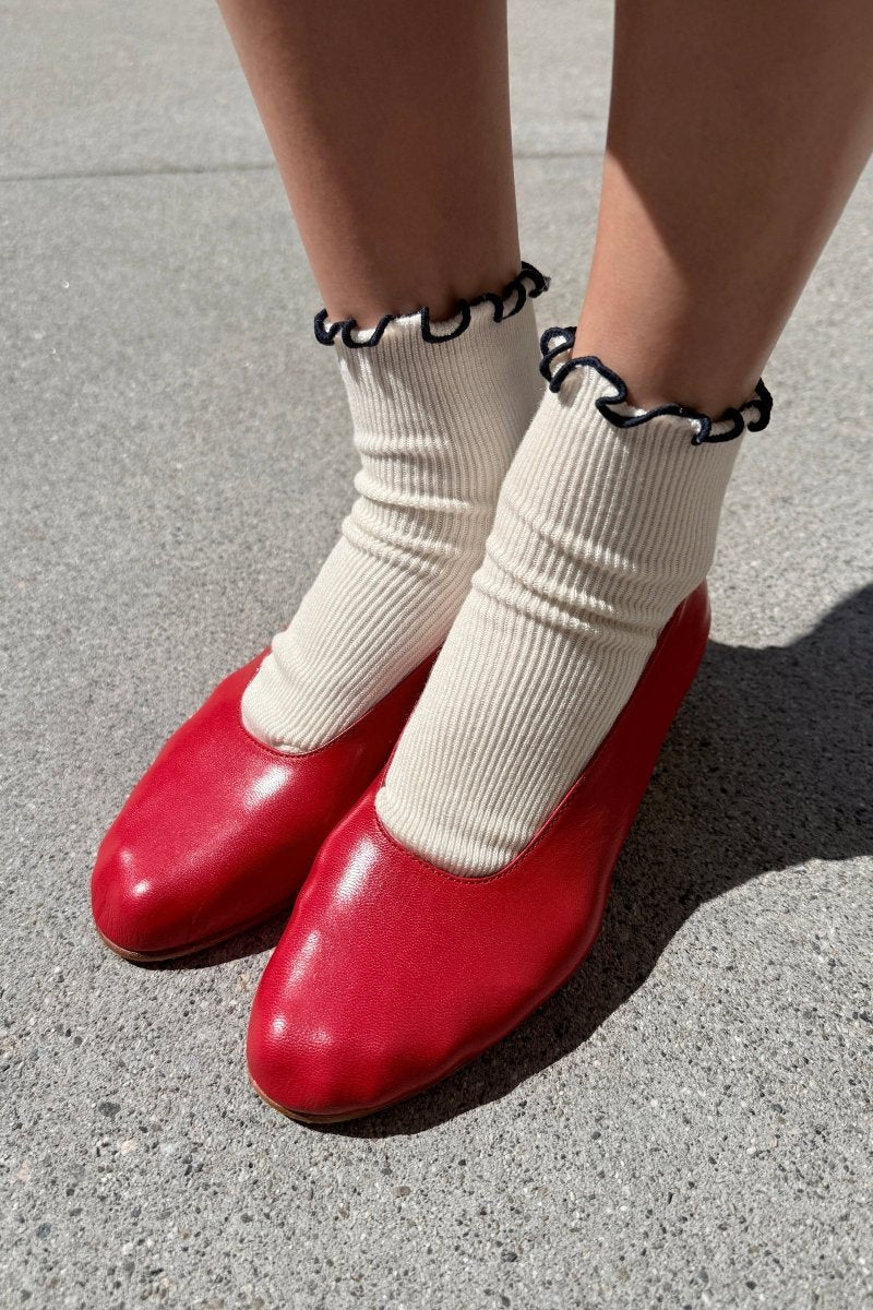 Chaussettes Ruffled Modal Le Bon Shoppe Blanc et Marine - Image 2