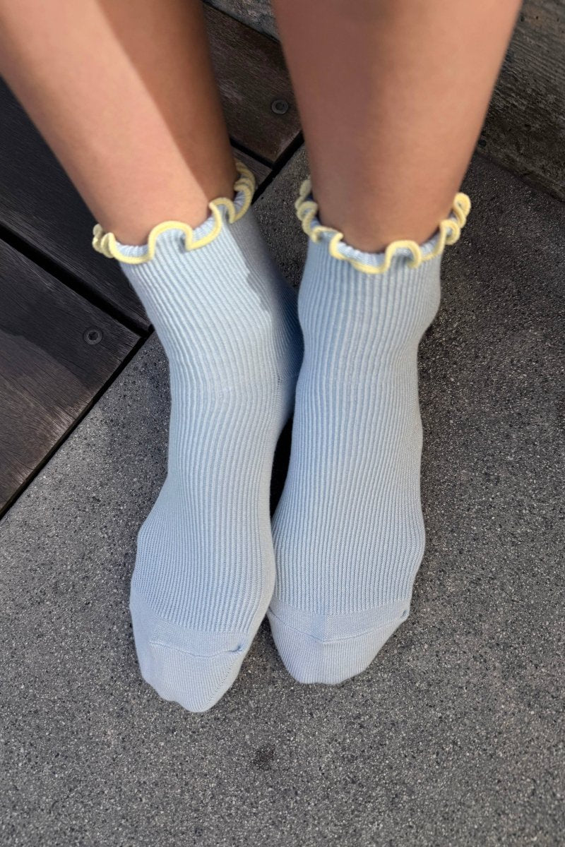 Chaussettes Ruffled Modal Le Bon Shoppe Bleu Poudre et Jaune
