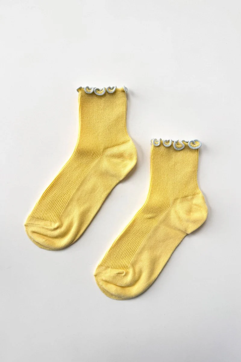 Chaussettes Ruffled Modal Le Bon Shoppe Jaune et Bleu