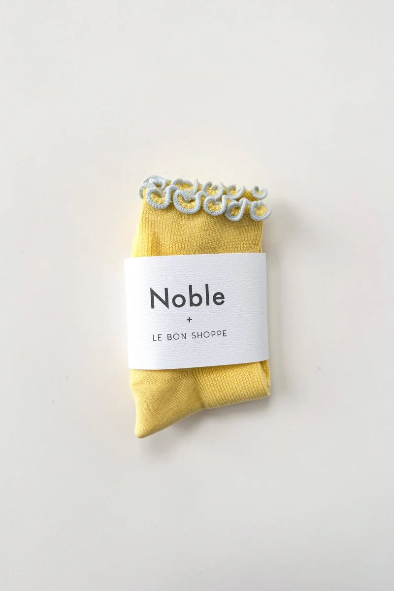 Chaussettes Ruffled Modal Le Bon Shoppe Jaune et Bleu - Image 3