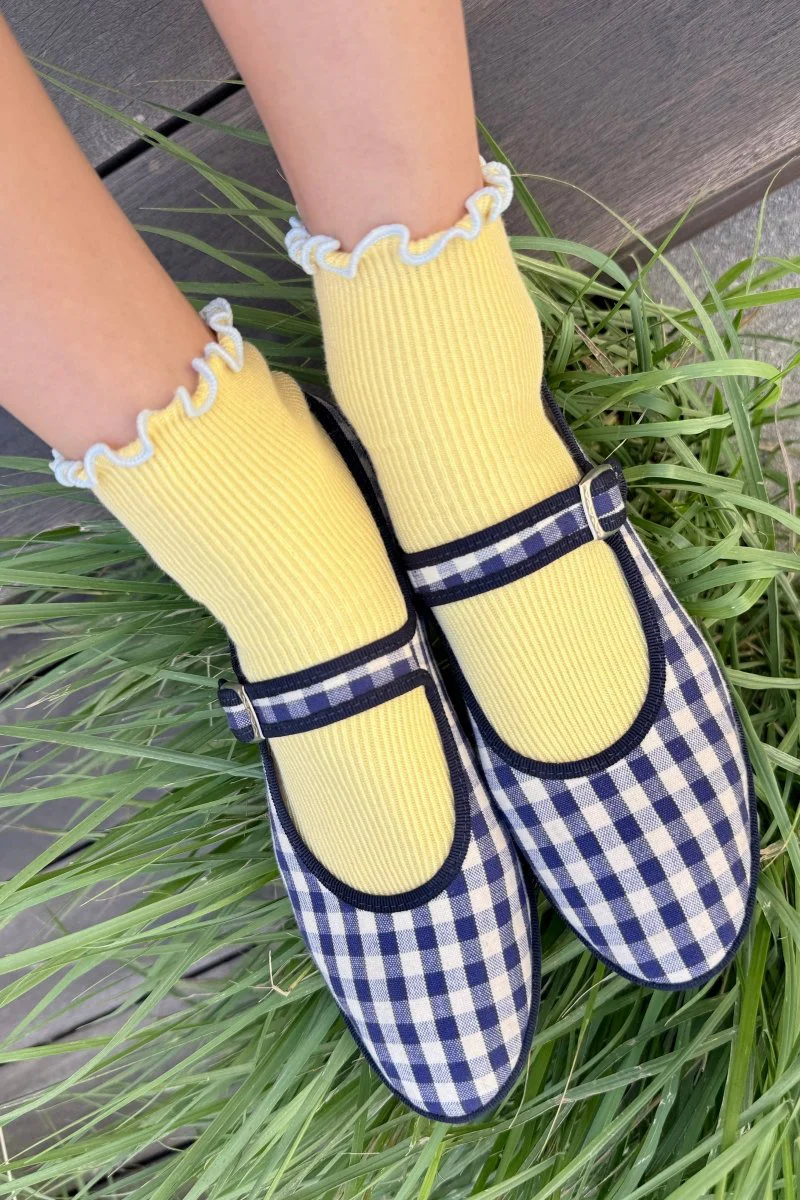 Chaussettes Ruffled Modal Le Bon Shoppe Jaune et Bleu - Image 5