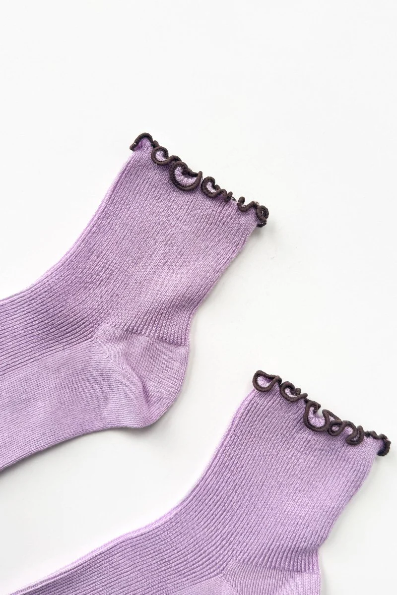 Chaussettes Ruffled Modal Le Bon Shoppe Lilas et Brun - Image 2