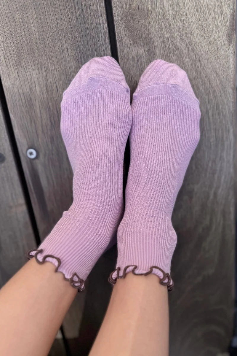 Chaussettes Ruffled Modal Le Bon Shoppe Lilas et Brun - Image 3