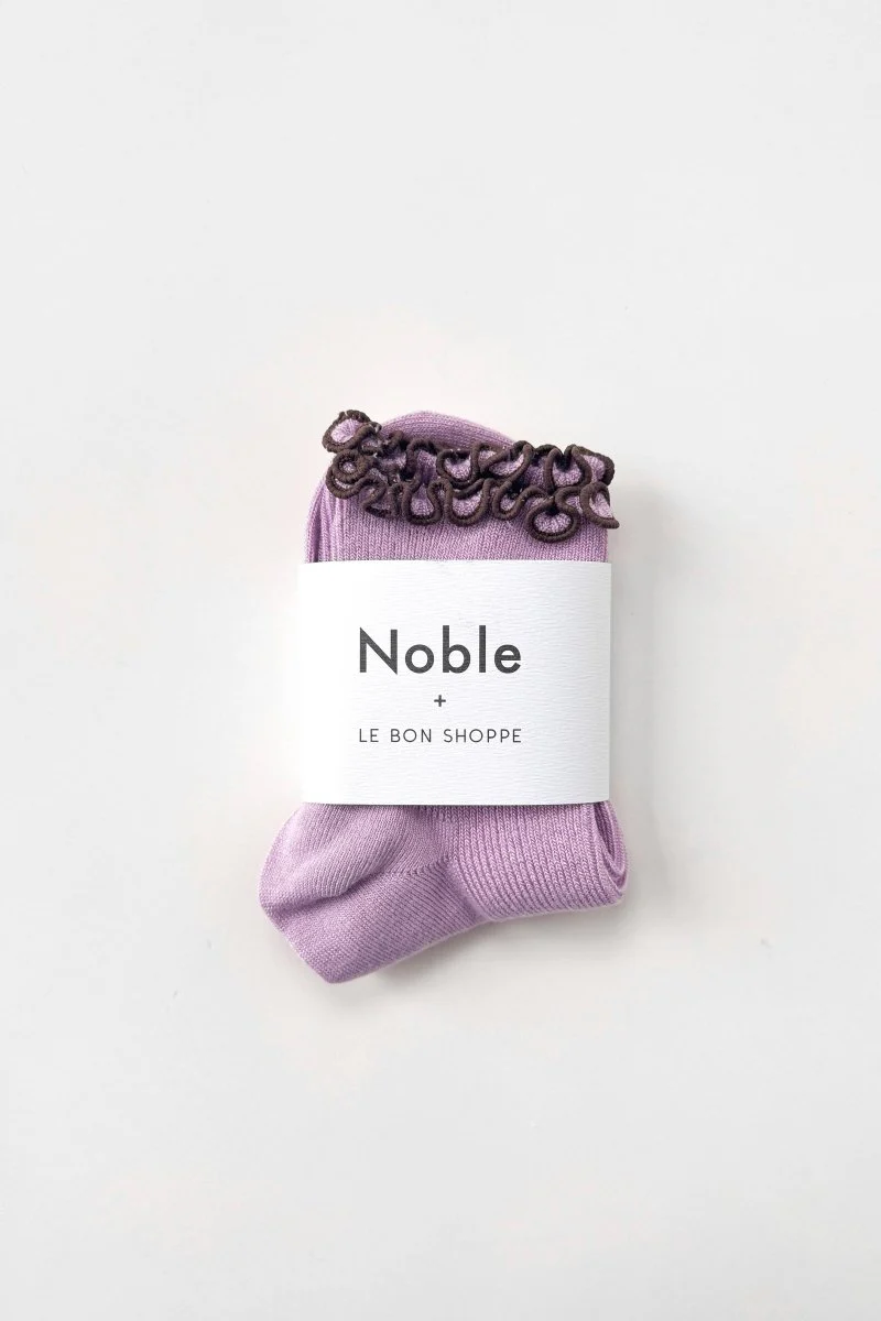 Chaussettes Ruffled Modal Le Bon Shoppe Lilas et Brun - Image 5
