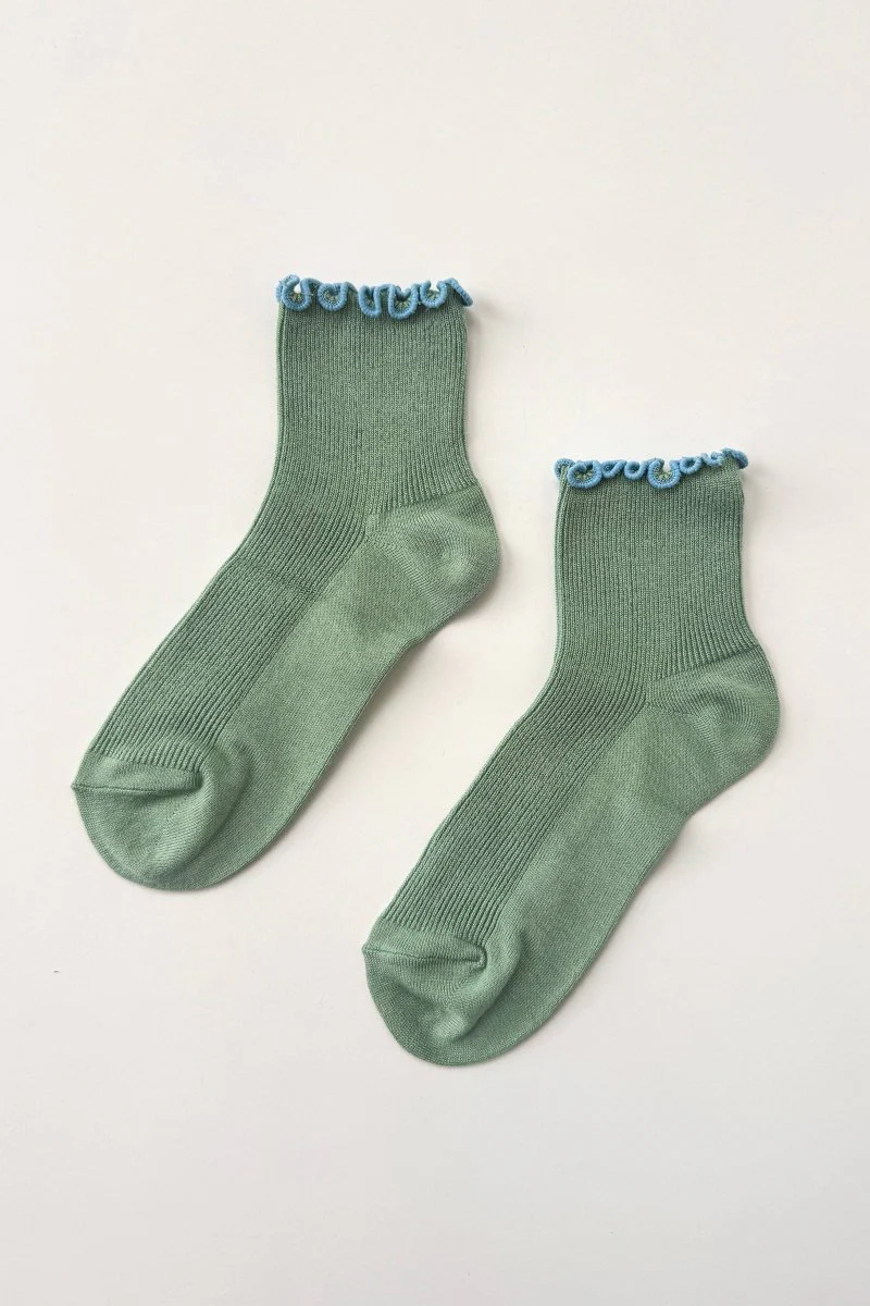 Chaussettes Ruffled Modal Le Bon Shoppe Vert et Bleu