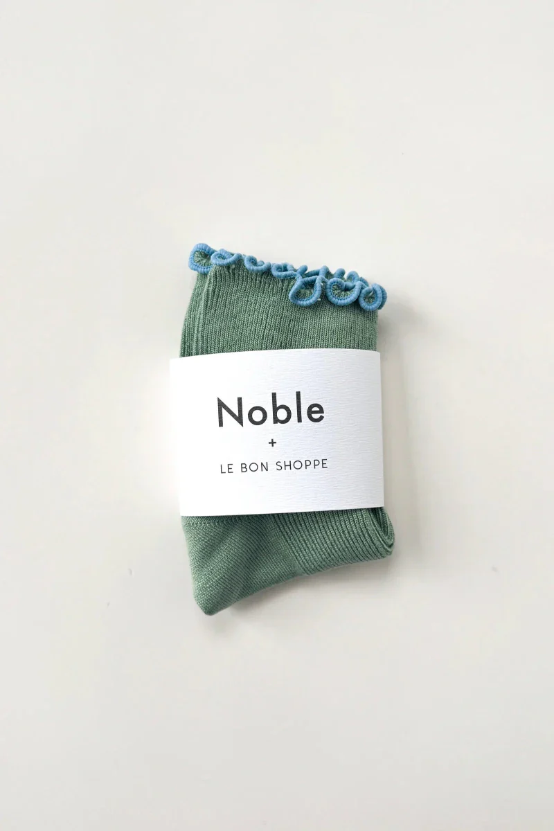 Chaussettes Ruffled Modal Le Bon Shoppe Vert et Bleu - Image 2