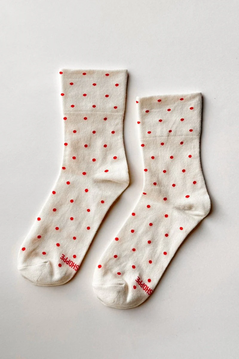 Chaussettes Sneaker Blanches Pois Rouges Le Bon Shoppe