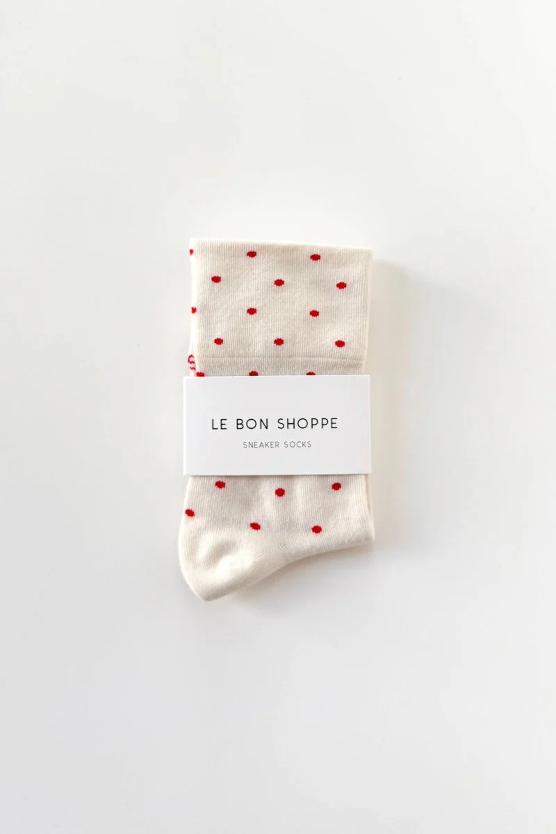 Chaussettes Sneaker Blanches Pois Rouges Le Bon Shoppe - Image 4