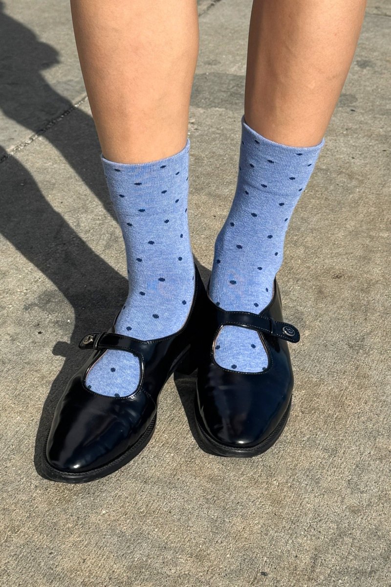 Chaussettes Sneaker Bleues Pois Marines Le Bon Shoppe