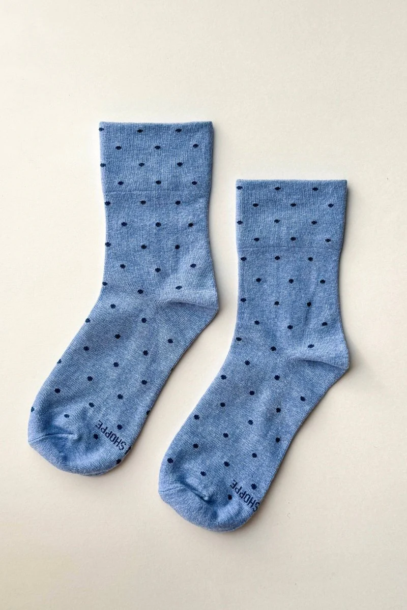 Chaussettes Sneaker Bleues Pois Marines Le Bon Shoppe - Image 2