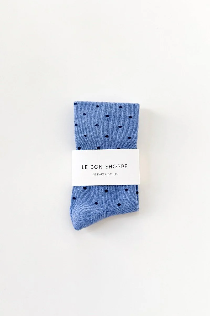 Chaussettes Sneaker Bleues Pois Marines Le Bon Shoppe - Image 4
