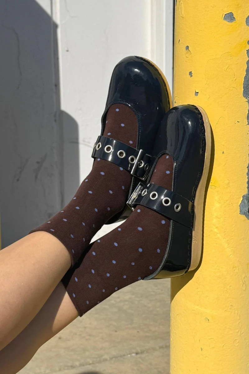 Chaussettes Sneaker Cacao Pois Bleus Le Bon Shoppe