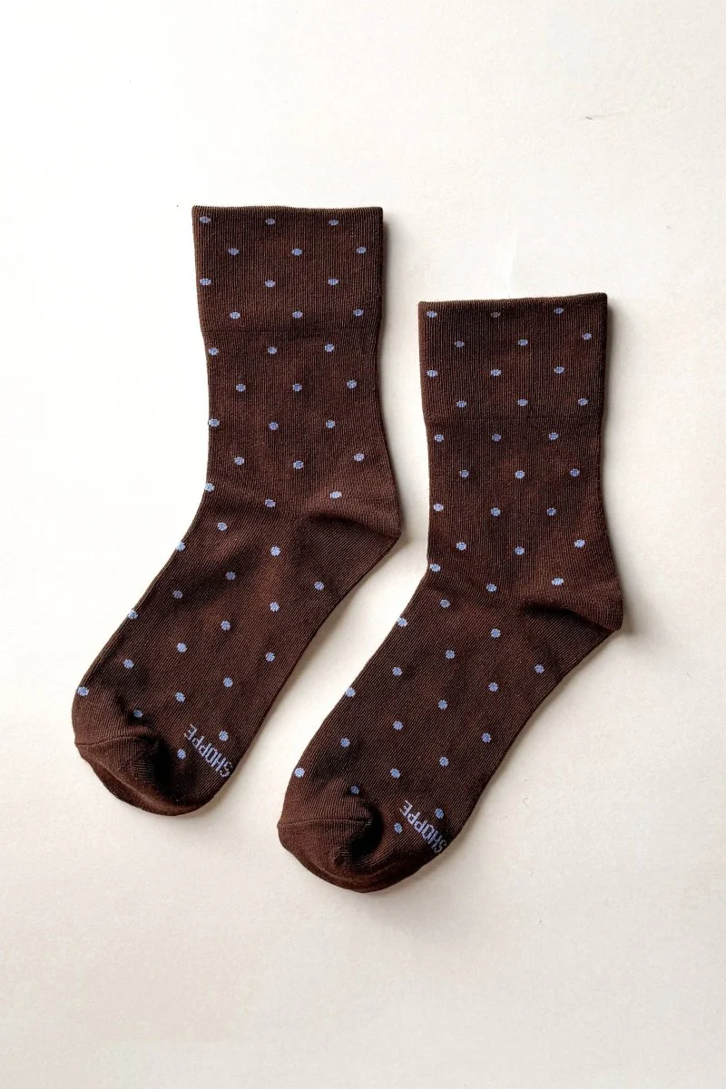 Chaussettes Sneaker Cacao Pois Bleus Le Bon Shoppe - Image 2