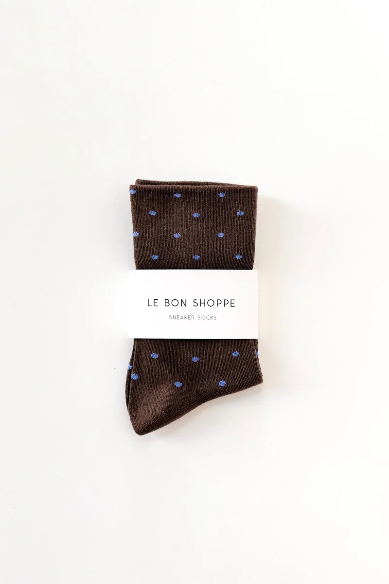 Chaussettes Sneaker Cacao Pois Bleus Le Bon Shoppe - Image 4