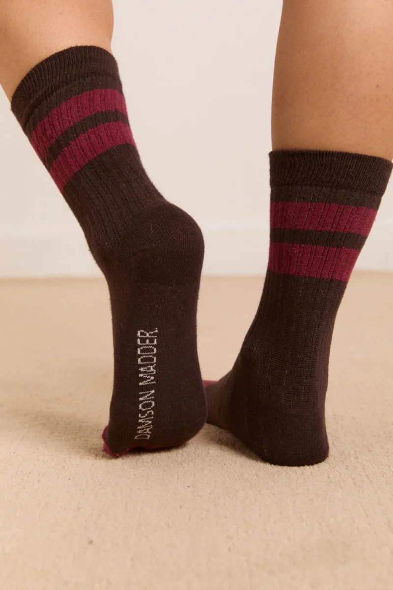 Chaussettes Sporty Damson Madder Brun et Bourgogne - Image 3