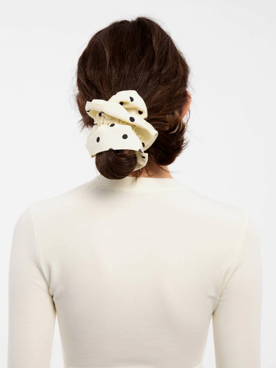 Élastique à Cheveux Chouchou Blanc à Pois Cubic