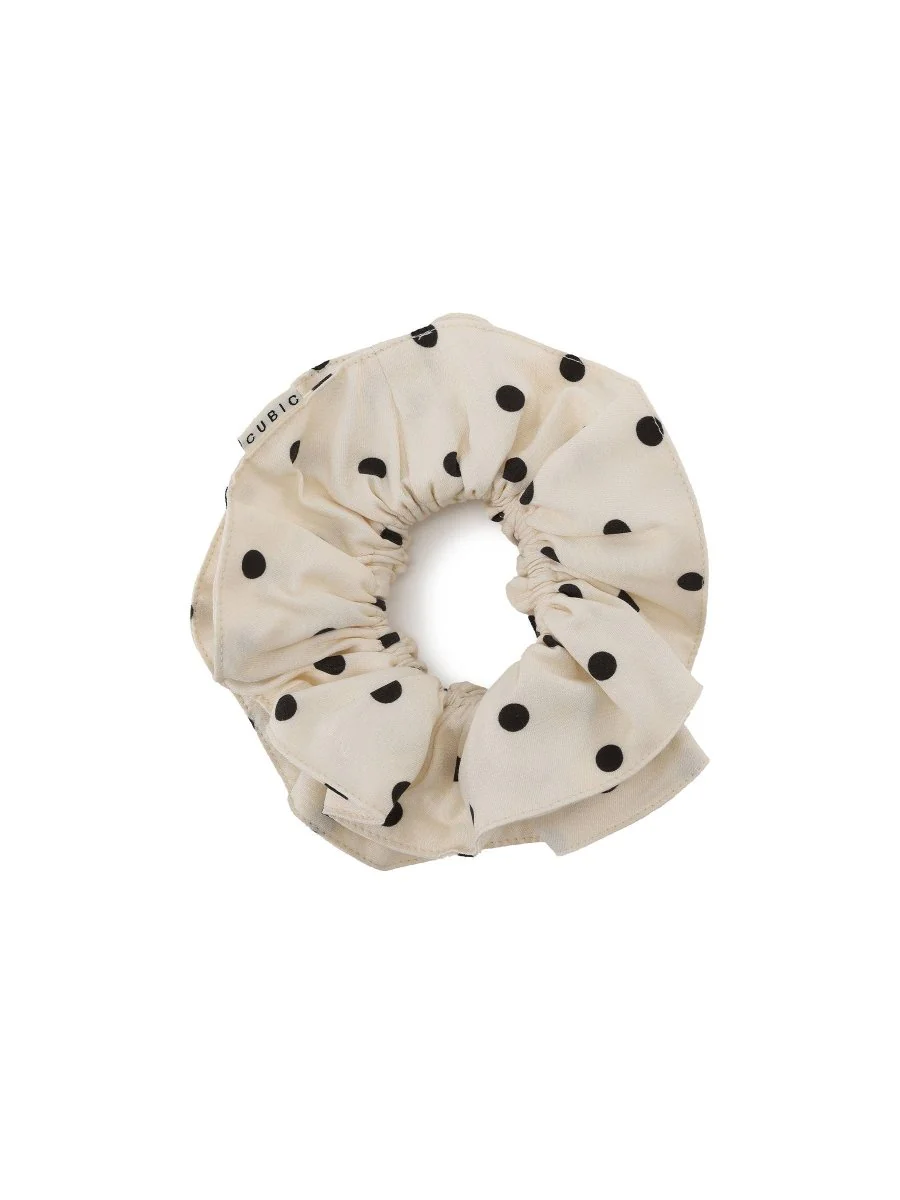 Élastique à Cheveux Chouchou Blanc à Pois Cubic - Image 2