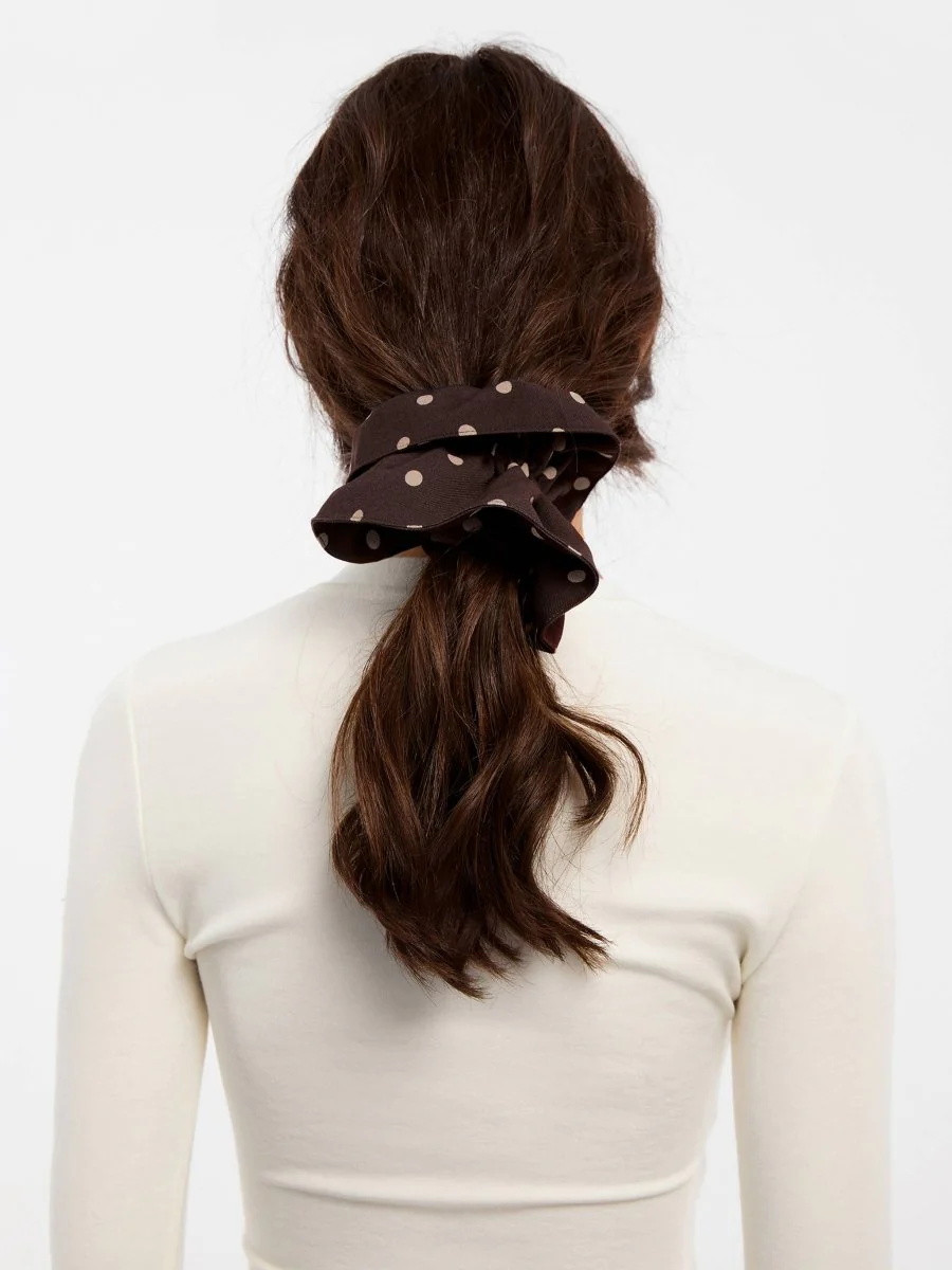 Élastique à Cheveux Chouchou Brun à Pois Cubic