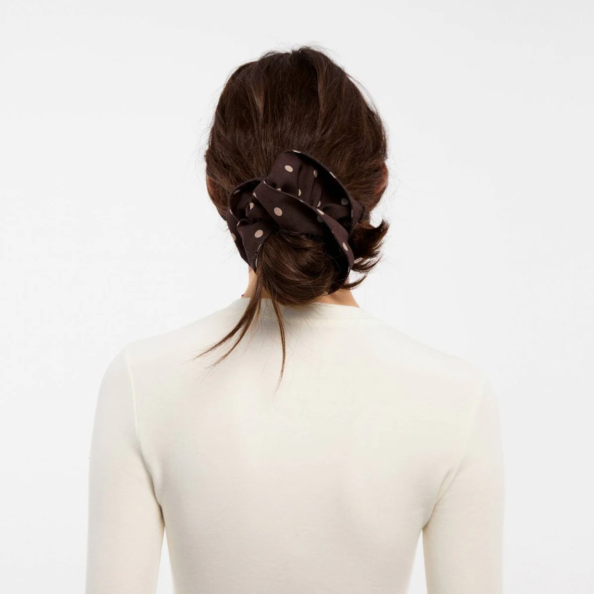 Élastique à Cheveux Chouchou Brun à Pois Cubic - Image 3