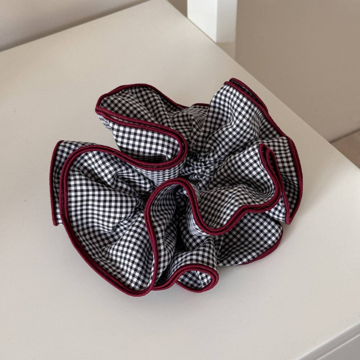 Élastique à Cheveux Chouchou Gingham Noir et Blanc Dipped Shop