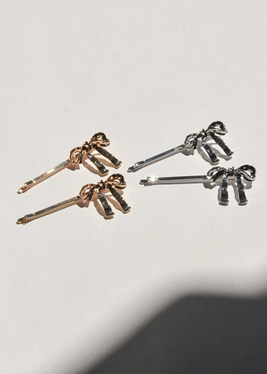 Ensemble de 2 Barrettes Bobby Pins Boucles Nar'sha Dorées - Image 4