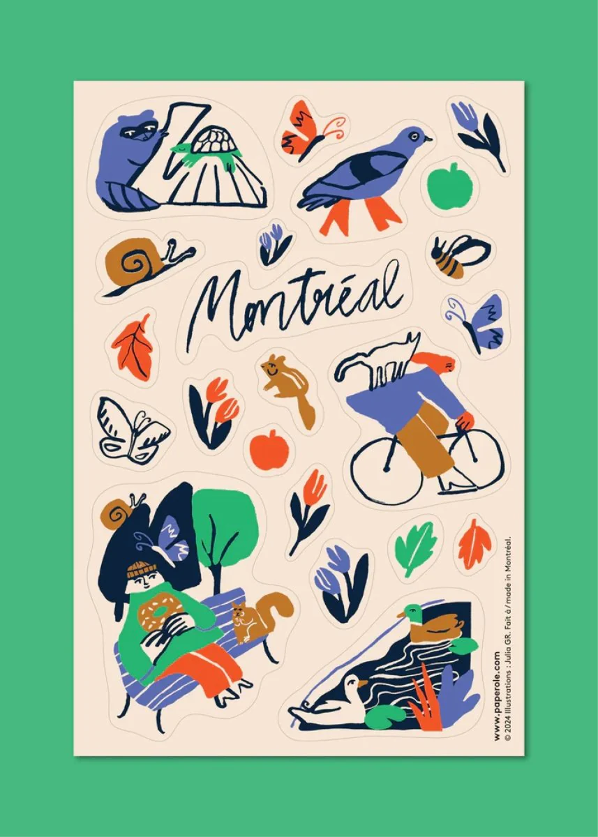 Feuille d'autocollants Balade à Montréal Paperole