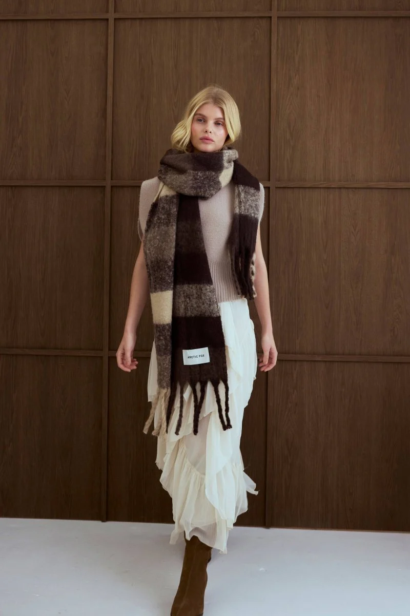 Foulard Reykjavik Carreaux Bruns Arctic Fox - Image 2