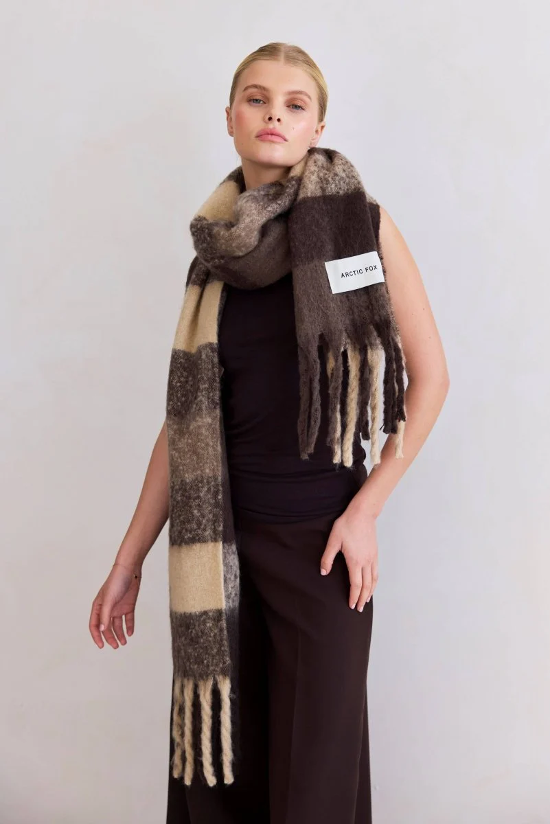Foulard Reykjavik Carreaux Bruns Arctic Fox - Image 9