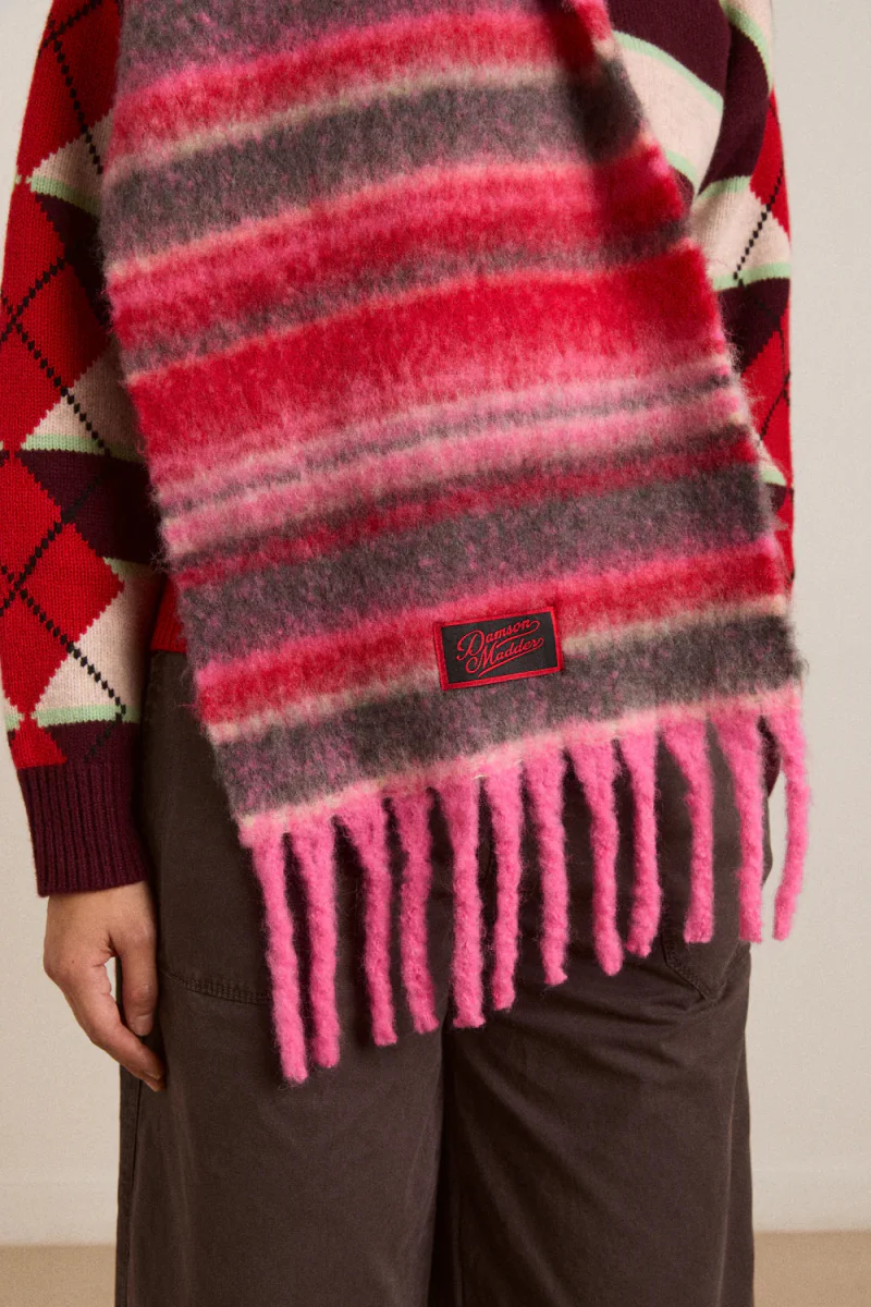 Grand Foulard Rayures Damson Madder Rose - Image 4