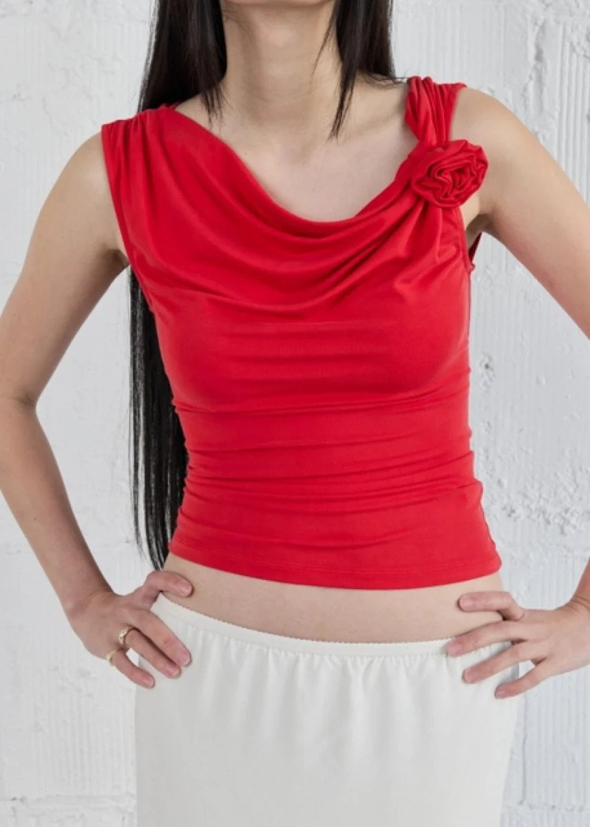Haut Kacey Rosette All Row Rouge SOLDE - Vente Finale - Image 3