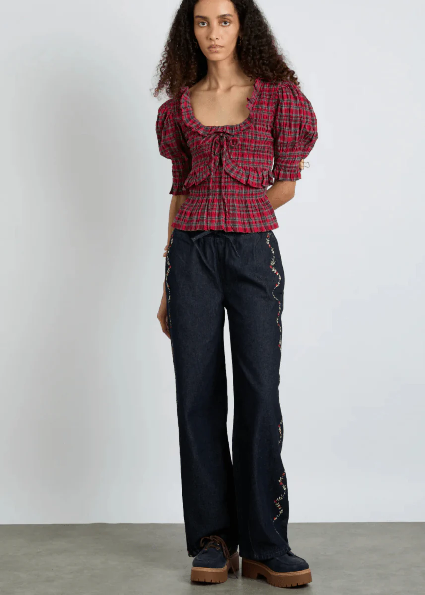 Jeans Rafe Broderies Damson Madder SOLDE Vente Finale