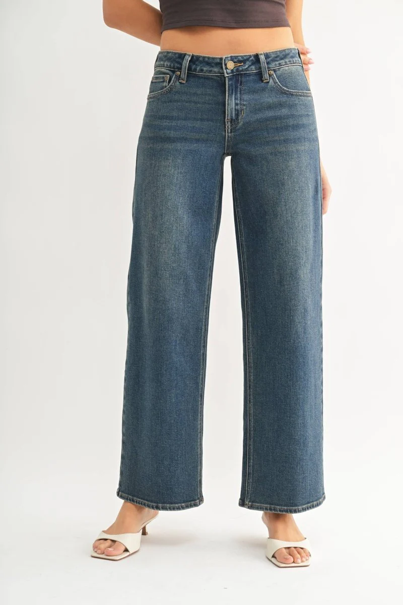 Jeans Taille Basse Droit Vintage Dark JBD