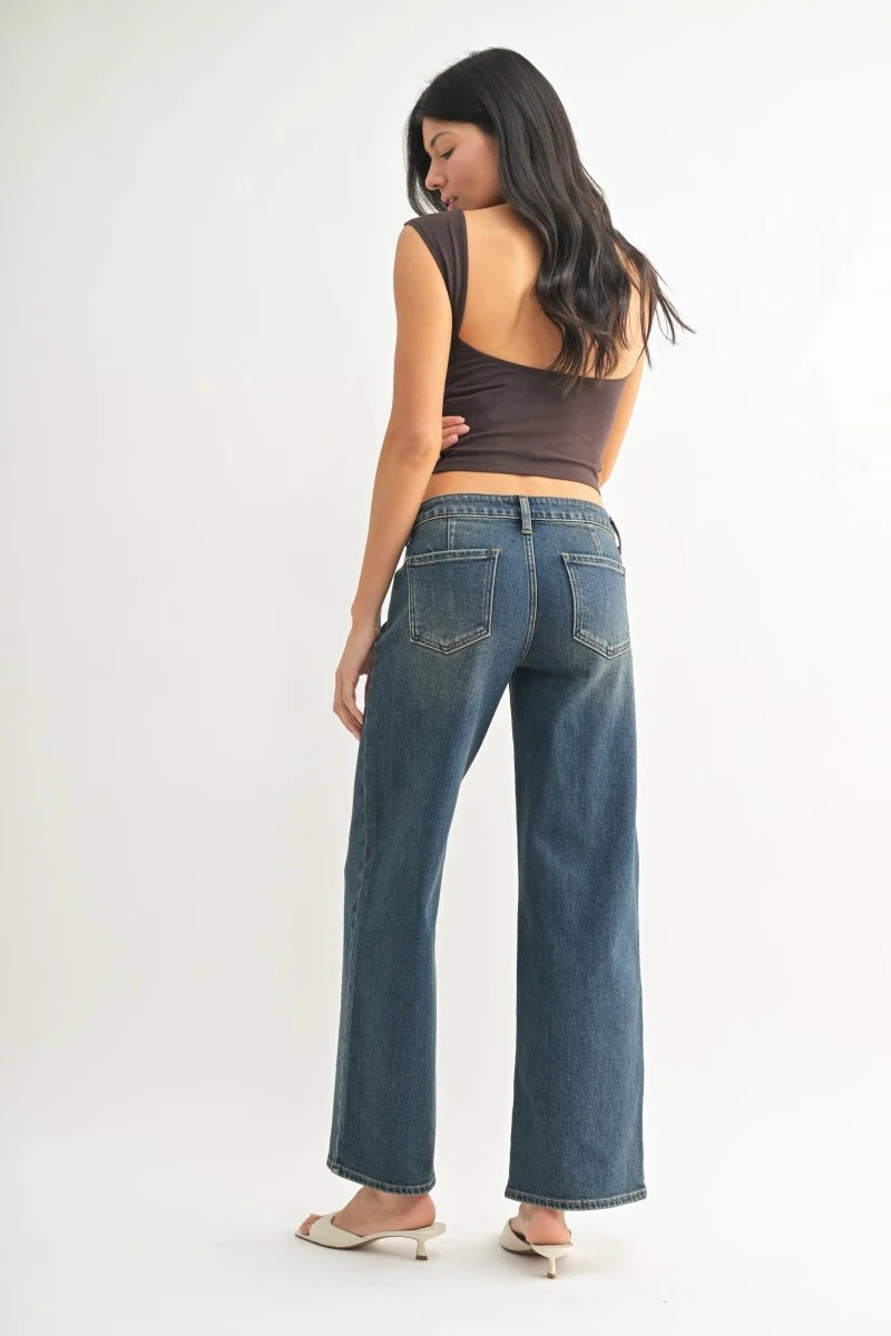 Jeans Taille Basse Droit Vintage Dark JBD - Image 4