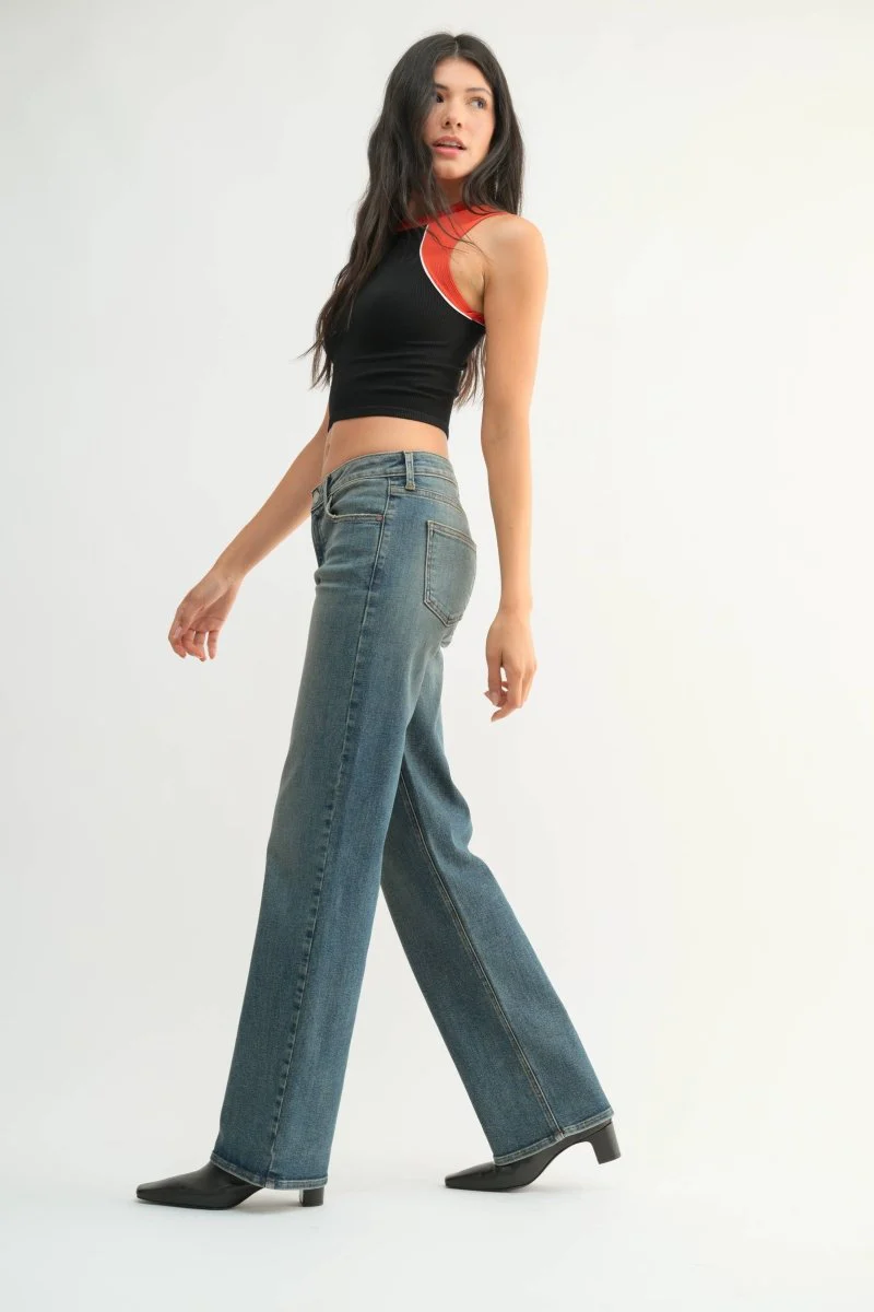 Jeans Droit Taille Mid Bleu Vintage JBD - Image 4