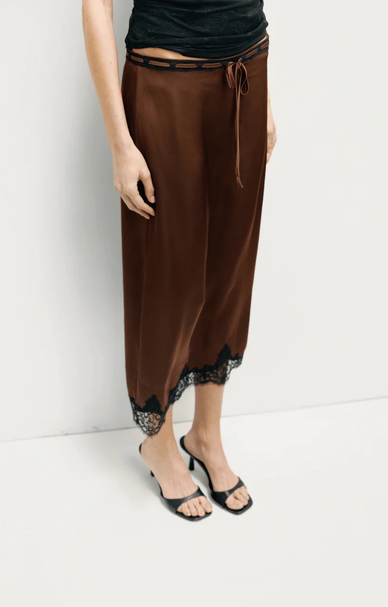 Jupe en Satin Gabrielle Brune et Noire Mod Ref - Image 3