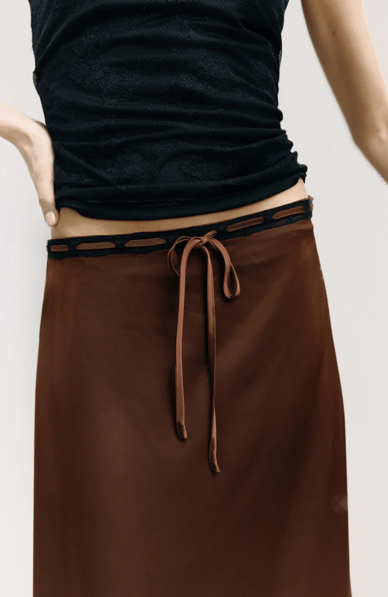 Jupe en Satin Gabrielle Brune et Noire Mod Ref - Image 4