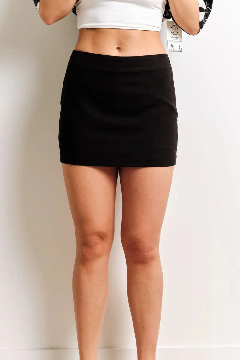 Jupe-short en Lin Elsa Noire Kuwalla - Image 2