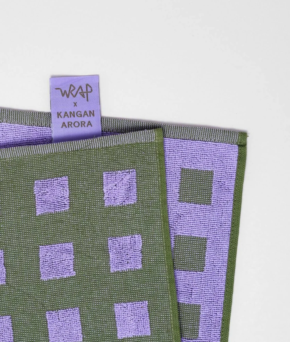 Linge Squares Olive et Lilas WRAP - Image 3