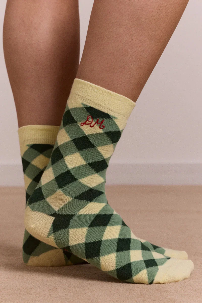 Paquet de 2 Paires de Chaussettes Gingham Damson Madder - Image 2