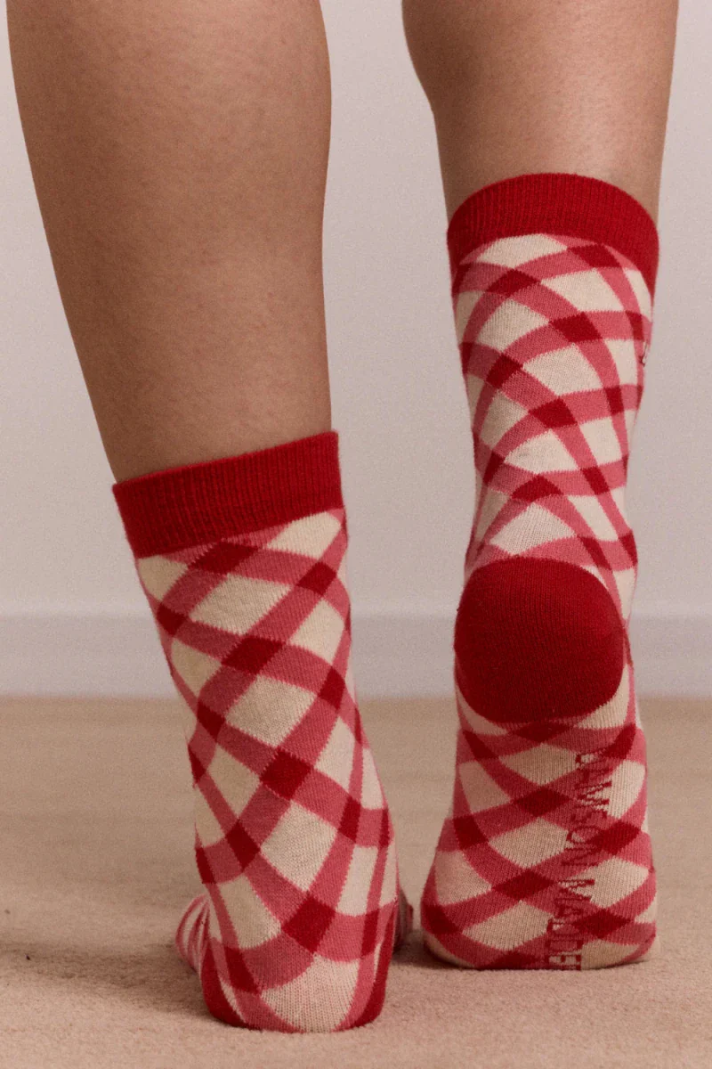 Paquet de 2 Paires de Chaussettes Gingham Damson Madder - Image 3
