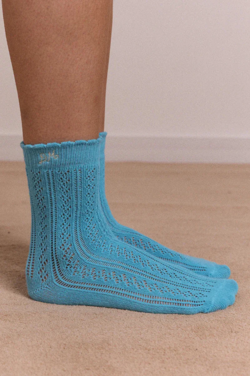 Paquet de 2 Paires de Chaussettes Pointelle Céleri et Aqua Damson Madder