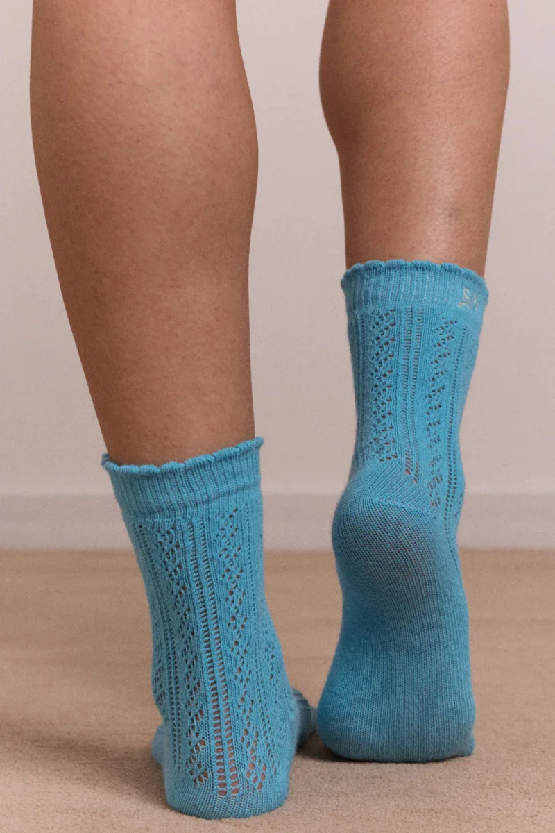 Paquet de 2 Paires de Chaussettes Pointelle Céleri et Aqua Damson Madder - Image 3