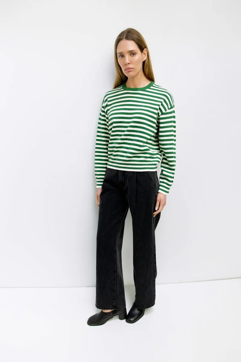 Pull Kinsley Rayures Vertes et Ivoires All Row - Image 2