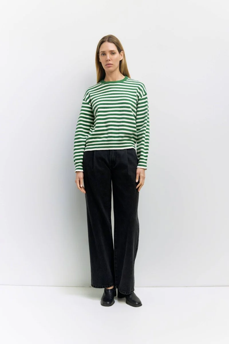 Pull Kinsley Rayures Vertes et Ivoires All Row - Image 3