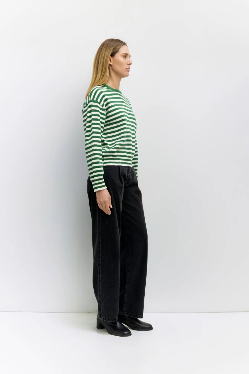 Pull Kinsley Rayures Vertes et Ivoires All Row - Image 5