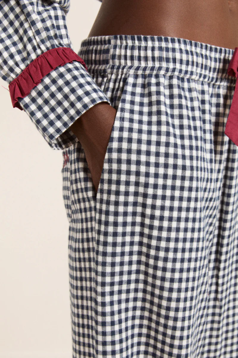 Pyjama 2 pièces Antonia Damson Madder Gingham Marine SOLDE - Vente Finale - Image 11